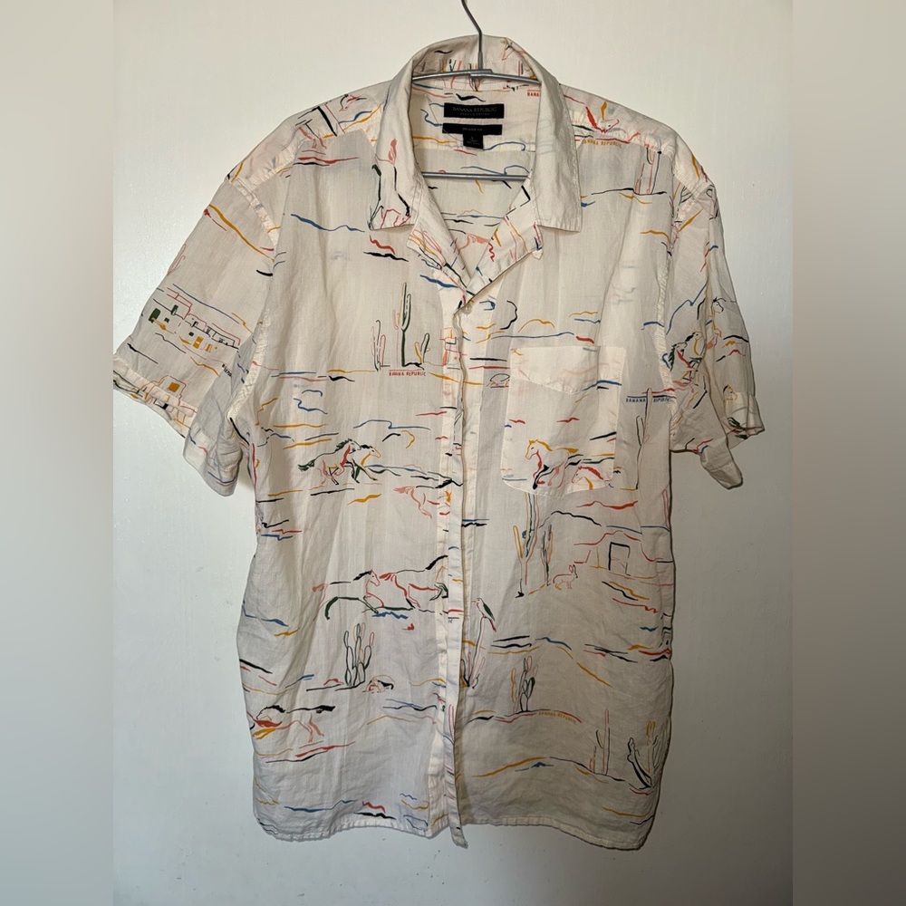 Banana Republic White Casual Button Down Shirt